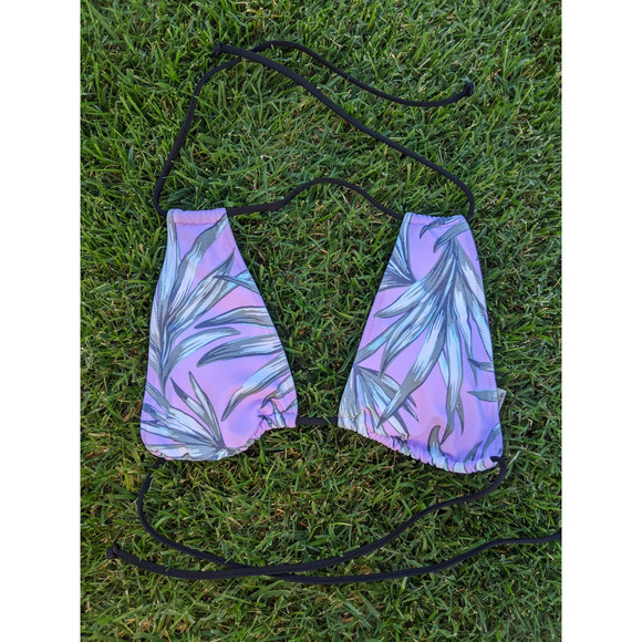 Victorias Secret Pink String Bikini Top, Tropical Leaf Print Pink Green, Size XS - Picture 2 of 4